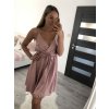 Šaty na ramínka letní saténové dámské (S/M ONE SIZE) ITALSKÁ MÓDA IMM22Q52389/DR (Velikost S/M/L, Barva béžová)