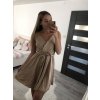 Šaty na ramínka letní saténové dámské (S/M ONE SIZE) ITALSKÁ MÓDA IMM22Q52389/DR (Velikost S/M/L, Barva béžová)
