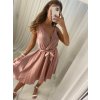 Šaty na ramínka letní saténové dámské (S/M ONE SIZE) ITALSKÁ MÓDA IMM22Q52389/DR (Velikost S/M/L, Barva béžová)