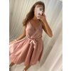 Šaty na ramínka letní saténové dámské (S/M ONE SIZE) ITALSKÁ MÓDA IMM22Q52389/DR (Velikost S/M/L, Barva béžová)