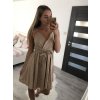 Šaty na ramínka letní saténové dámské (S/M ONE SIZE) ITALSKÁ MÓDA IMM22Q52389/DR (Velikost S/M/L, Barva béžová)