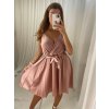 Šaty na ramínka letní saténové dámské (S/M ONE SIZE) ITALSKÁ MÓDA IMM22Q52389/DR (Velikost S/M/L, Barva béžová)