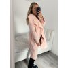 Kabát flaušový dlouhý dámský (S/M/L ONE SIZE) ITALSKÁ MÓDA IMM22SL5079A (Velikost S/M/L, Barva růžová světlá)
