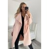 Kabát flaušový dlouhý dámský (S/M/L ONE SIZE) ITALSKÁ MÓDA IMM22SL5079A (Velikost S/M/L, Barva růžová světlá)