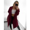 Kabát flaušový dlouhý dámský (S/M/L ONE SIZE) ITALSKÁ MÓDA IMM22SL5079A (Velikost S/M/L, Barva růžová světlá)