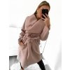 Kabát flaušový dlouhý dámský (S/M/L ONE SIZE) ITALSKÁ MÓDA IMM22SL5079A (Velikost S/M/L, Barva růžová světlá)
