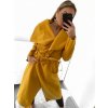 Kabát flaušový dlouhý dámský (S/M/L ONE SIZE) ITALSKÁ MÓDA IMM22SL5079A (Velikost S/M/L, Barva růžová světlá)