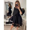 Šaty elegantní společenské dlouhý rukáv dámské (S/M ONE SIZE) ITALSKá MóDA IM322282 (Velikost S/M/L, Barva Černá)