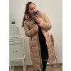 Bunda/kabát dlouhý rukáv dámský (S-2XL) ITALSKÁ MÓDA IMT22021 béžová (Velikost XL, Barva béžová)