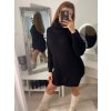 Šaty pletené/svetr prodloužený dlouhý rukáv dámský (S/M ONE SIZE) ITALSKÁ MÓDA IM322CHIARA (Velikost S/M/L, Barva Černá)