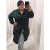Šaty košile prodloužená kostičkovaná dlouhý rukáv dámské (XL/2XL) ITALSKá MóDA IM422SARA (Velikost XL/2XL, Barva bílá)