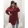 Šaty košile prodloužená kostičkovaná dlouhý rukáv dámské (XL/2XL) ITALSKá MóDA IM422SARA (Velikost XL/2XL, Barva bílá)