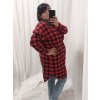 Šaty košile prodloužená kostičkovaná dlouhý rukáv dámské (XL/2XL) ITALSKá MóDA IM422SARA (Velikost XL/2XL, Barva bílá)