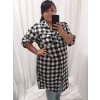 Šaty košile prodloužená kostičkovaná dlouhý rukáv dámské (XL/2XL) ITALSKá MóDA IM422SARA (Velikost XL/2XL, Barva bílá)