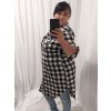 Šaty košile prodloužená kostičkovaná dlouhý rukáv dámské (XL/2XL) ITALSKá MóDA IM422SARA (Velikost XL/2XL, Barva bílá)