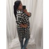 Šaty košile prodloužená kostičkovaná dlouhý rukáv dámské (XL/2XL) ITALSKá MóDA IM422SARA (Velikost XL/2XL, Barva bílá)
