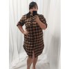 Šaty košile prodloužená kostičkovaná dlouhý rukáv dámské (XL/2XL) ITALSKá MóDA IM422SARA (Velikost XL/2XL, Barva bílá)