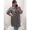 Šaty košile prodloužená kostičkovaná dlouhý rukáv dámské (XL/2XL) ITALSKá MóDA IM422SARA (Velikost XL/2XL, Barva bílá)