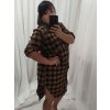 Šaty košile prodloužená kostičkovaná dlouhý rukáv dámské (XL/2XL) ITALSKá MóDA IM422SARA (Velikost XL/2XL, Barva bílá)