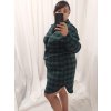 Šaty košile prodloužená kostičkovaná dlouhý rukáv dámské (XL/2XL) ITALSKá MóDA IM422SARA (Velikost XL/2XL, Barva bílá)
