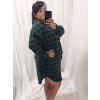 Šaty košile prodloužená kostičkovaná dlouhý rukáv dámské (XL/2XL) ITALSKá MóDA IM422SARA (Velikost XL/2XL, Barva bílá)
