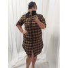 Šaty košile prodloužená kostičkovaná dlouhý rukáv dámské (XL/2XL) ITALSKá MóDA IM422SARA (Velikost XL/2XL, Barva bílá)