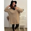 Svetr dlouhý rukáv dámské (XL/2XL/3XL ONE SIZE) ITALSKá MóDA IM4221325/DR (Velikost 2XL/3XL, Barva tmavě béžová)