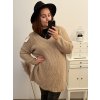 Svetr dlouhý rukáv dámské (XL/2XL/3XL ONE SIZE) ITALSKá MóDA IM4221325/DR (Velikost 2XL/3XL, Barva tmavě béžová)