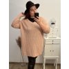 Svetr dlouhý rukáv dámské (XL/2XL/3XL ONE SIZE) ITALSKá MóDA IM4221325/DR (Velikost 2XL/3XL, Barva tmavě béžová)