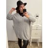 Svetr dlouhý rukáv dámské (XL/2XL/3XL ONE SIZE) ITALSKá MóDA IM4221325/DR (Velikost 2XL/3XL, Barva tmavě béžová)