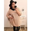 Svetr dlouhý rukáv dámské (XL/2XL/3XL ONE SIZE) ITALSKá MóDA IM4221325/DR (Velikost 2XL/3XL, Barva tmavě béžová)