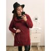 Šaty dlouhý rukáv dámské teplé s golierem (XL/2XL/3X ONE SIZE) ITALSKá MóDA IM422PISSA/DR