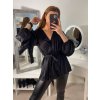 Halenka saténová dlouhý rukáv dámská (S/M ONE SIZE) ITALSKÁ MÓDA IMPBR22H2697-R1/DR (Velikost S/M/L, Barva Černá)