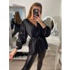 Halenka saténová dlouhý rukáv dámská (S/M ONE SIZE) ITALSKÁ MÓDA IMPBR22H2697-R1/DR (Velikost S/M/L, Barva Černá)