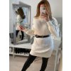 Šaty pletené/svetr s rolákem dlouhý rukáv dámské (S/M ONE SIZE) ITALSKÁ MÓDA IMWB22311 (Velikost S/M/L, Barva bílá)