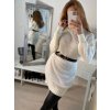Šaty pletené/svetr s rolákem dlouhý rukáv dámské (S/M ONE SIZE) ITALSKÁ MÓDA IMWB22311 (Velikost S/M/L, Barva bílá)