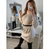 Šaty pletené/svetr s rolákem dlouhý rukáv dámské (S/M ONE SIZE) ITALSKÁ MÓDA IMWB22311 (Velikost S/M/L, Barva bílá)
