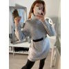 Šaty pletené/svetr s rolákem dlouhý rukáv dámské (S/M ONE SIZE) ITALSKÁ MÓDA IMWB22311 (Velikost S/M/L, Barva bílá)