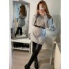 Šaty pletené/svetr s rolákem dlouhý rukáv dámské (S/M ONE SIZE) ITALSKÁ MÓDA IMWB22311 (Velikost S/M/L, Barva bílá)