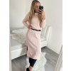 Šaty pletené rolákové s páskem dlouhý rukáv dámské (S/M ONE SIZE) ITALSKÁ MÓDA IM422NOEMI