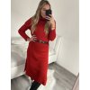 Šaty pletené rolákové s páskem dlouhý rukáv dámské (S/M ONE SIZE) ITALSKÁ MÓDA IM422NOEMI (Velikost S/M/L, Barva fialová)