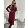 Šaty pletené rolákové s páskem dlouhý rukáv dámské (S/M ONE SIZE) ITALSKÁ MÓDA IM422NOEMI (Velikost S/M/L, Barva fialová)