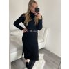 Šaty pletené rolákové s páskem dlouhý rukáv dámské (S/M ONE SIZE) ITALSKÁ MÓDA IM422NOEMI (Velikost S/M/L, Barva fialová)