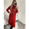 Šaty pletené rolákové s páskem dlouhý rukáv dámské (S/M ONE SIZE) ITALSKÁ MÓDA IM422NOEMI (Velikost S/M/L, Barva fialová)