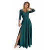 309-5 AMBER elegantní krajkové dlouhé šaty s výstřihem - zelené (Velikost S, Barva _barva viz foto)