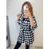 Šaty elegantní košilové 3/4 dlouhý rukáv dámské kostkované (S/M ONE SIZE) ITALSKÁ MÓDA IMM201129/DR (Velikost S/M/L, Barva bílá)