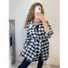 Šaty elegantní košilové 3/4 dlouhý rukáv dámské kostkované (S/M ONE SIZE) ITALSKÁ MÓDA IMM201129/DR (Velikost S/M/L, Barva bílá)