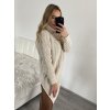 Šaty pletené svetr prodloužený s rolákem dámské (S/M ONE SIZE) ITALSKÁ MÓDA IMD20741/DR (Velikost S/M/L, Barva tmavě béžová)
