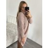 Šaty pletené svetr prodloužený s rolákem dámské (S/M ONE SIZE) ITALSKÁ MÓDA IMD20741/DR (Velikost S/M/L, Barva tmavě béžová)