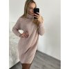 Šaty pletené svetr prodloužený s rolákem dámské (S/M ONE SIZE) ITALSKÁ MÓDA IMD20741/DR (Velikost S/M/L, Barva tmavě béžová)